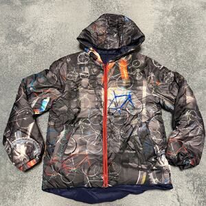 Paul Smith Junior Kids 14A Puffer Jacket Hooded Multicolor Coat Bicycle